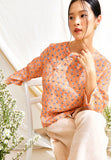 Orange Printed Cheongsam Top