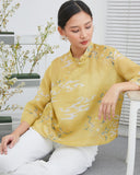 Yellow Dragon Print Cheongsam Top