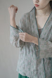 Printed Cardigan Slanted Contrast Cheongsam Top