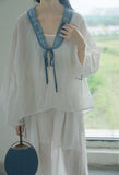 Loose Lace-up Cardigan Embroidered  Qipao Cheongsam Top