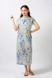 Blue Bamboo Qipao Cheongsam Dress
