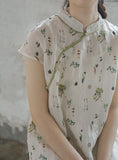 Summer Plant Cheongsam Dress