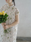 Summer Plant Cheongsam Dress